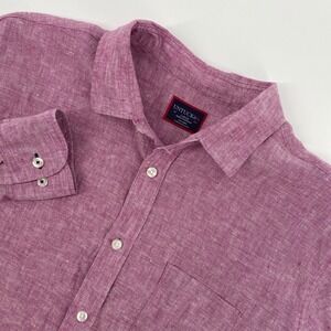 UNTUCKit Laleure Wrinkle Resistant Linen Shirt Mens Large Purple Coastal Resort